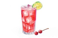 Drink cocktail fruit juice, digital paint illustration. AI generated image