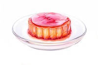 Food dessert plate jelly, digital paint illustration.