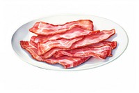 Bacon plate meat pork, digital paint illustration. AI generated image