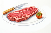 Steak plate meat beef, digital paint illustration. AI generated image