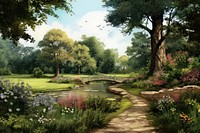 Landscape garden outdoors woodland. AI generated Image by rawpixel.