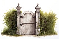 Gate outdoors architecture protection, digital paint illustration. AI generated image