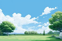 Sky landscape outdoors nature, digital paint illustration.