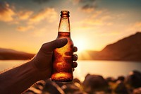 Bottle beer sunset drink. 