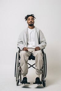 Wheelchair sitting adult man. 