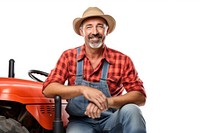 Portrait outdoors sitting farmer. 