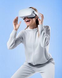 Technology VR headwear woman. 