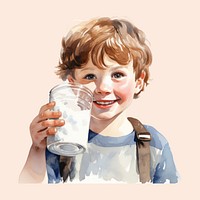 Portrait drinking glass milk. 