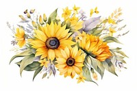 Sunflower pattern plant white background. AI generated Image by rawpixel.
