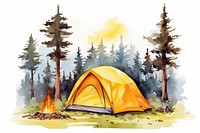 Camping tent outdoors bonfire. 