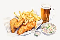 Food meal fish beer. AI generated Image by rawpixel.