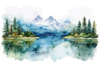 Landscape lake outdoors painting. 