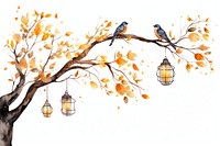 Bird hanging lantern branch. 