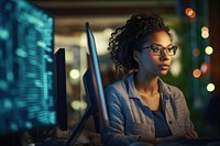 Computer portrait glasses female. 