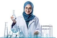 Scientist scarf white background biotechnology. 