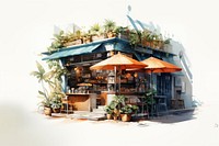 Cafe architecture restaurant outdoors. AI generated Image by rawpixel.