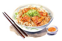 Chopsticks noodle ramen plate. 