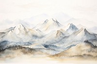 Mountain snow landscape painting. 