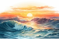 Ocean outdoors painting nature. AI generated Image by rawpixel.