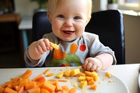 Baby food portrait eating. 