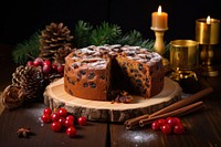 Fruitcake chocolate christmas dessert. 