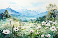 Landscape mountain outdoors painting. 