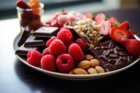 Raspberry fruit snack plate. AI generated Image by rawpixel.
