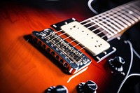 Guitar electric guitar fretboard string. 