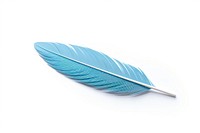 Feather blue leaf white background. AI generated Image by rawpixel.
