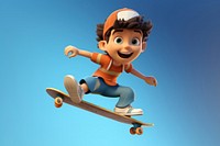 Skateboard cartoon jumping representation. 