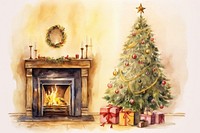 Fireplace christmas decoration hearth. AI generated Image by rawpixel.