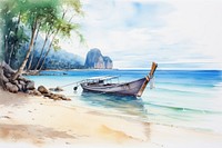 Beach boat watercraft outdoors. AI generated Image by rawpixel.