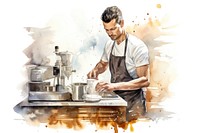 Barista making adult chef. AI generated Image by rawpixel.