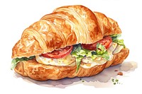 Croissant sandwich paper food. 