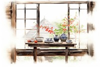 Windowsill furniture flower table. AI generated Image by rawpixel.