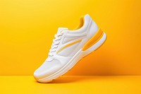 Footwear sneaker yellow white. 