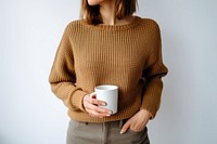 Sweater cup knitted holding. 