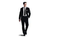 Tuxedo adult man white background. 