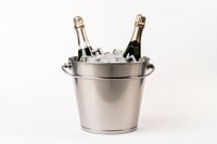 Bucket champagne bottle white background. 