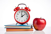 Clock apple book red. 