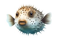 Fish animal puffer underwater, digital paint illustration.