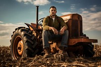 Tractor sitting outdoors vehicle. 