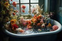 Bathtub flower plant underwater. AI generated Image by rawpixel.