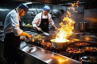 Restaurant kitchen cooking stove. 