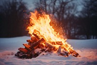 Bonfire winter snow fireplace. 