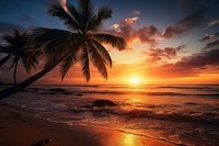 Sunset summer beach sunlight. AI generated Image by rawpixel.