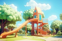 Playground outdoors cartoon architecture.  Image by rawpixel.