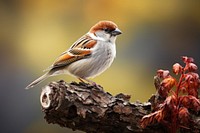 Sparrow bird animal branch. AI generated Image by rawpixel.