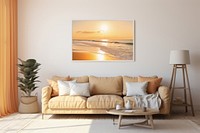 Furniture painting pillow sunset. AI generated Image by rawpixel.