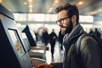 Glasses computer airport adult. 